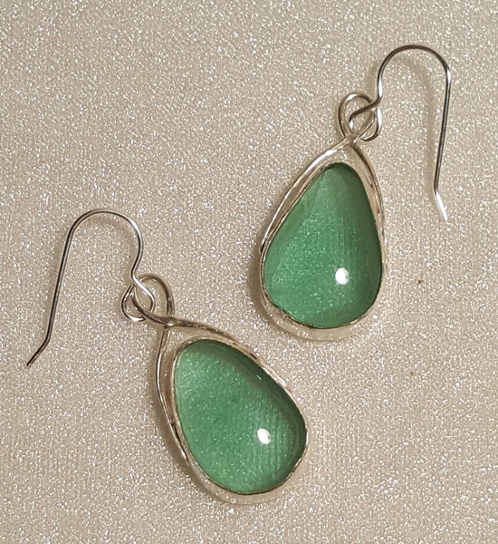 recycled glass and silver earrings